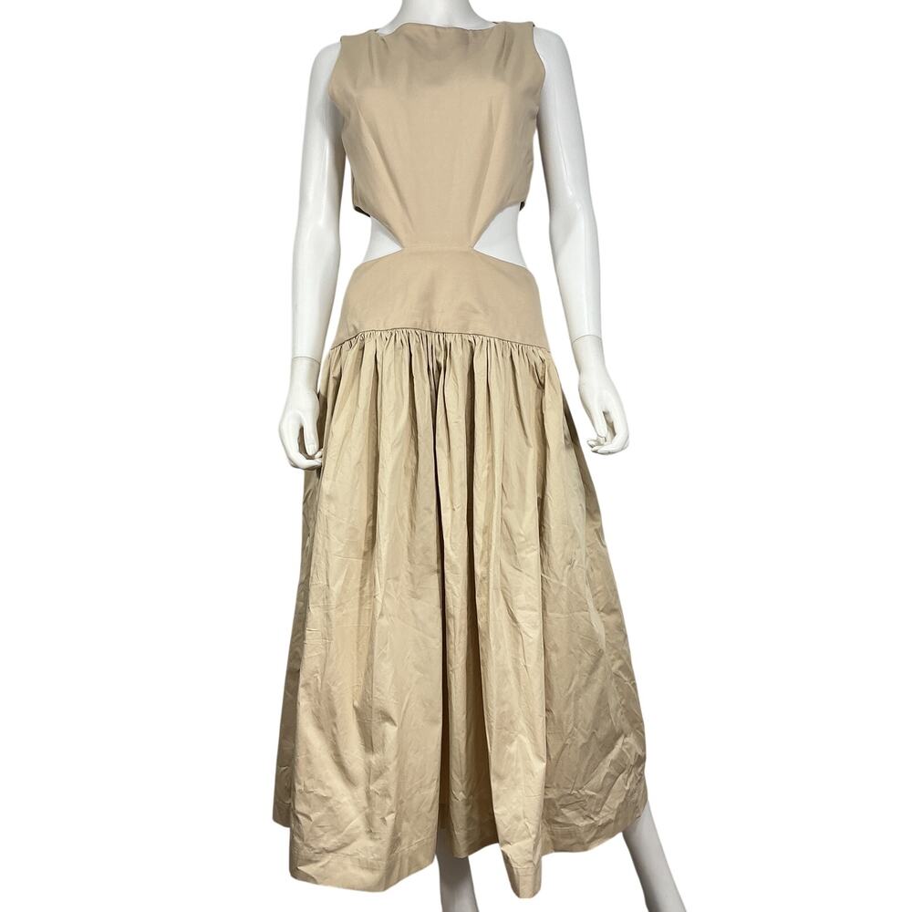 L'Academie Chic Tan Marianna Natalina Midi Dress Size L